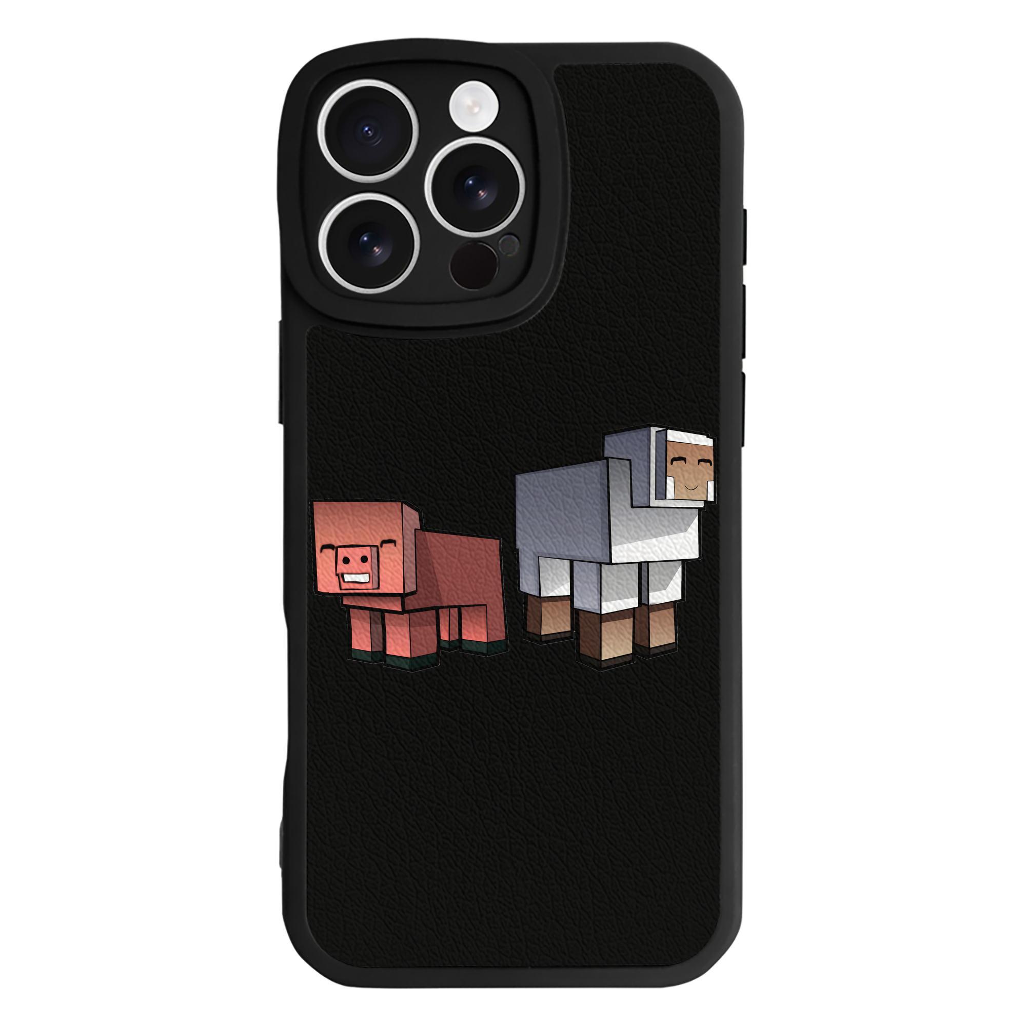 （画像用） マインクラフト ブロックの世界 Minecraft MC Block world 【iPhone 16シリーズ対応】シリコンスマホケース（レザー調） 材質：シリコン